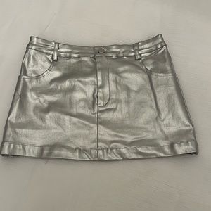 Silver Metallic Mini Skirt